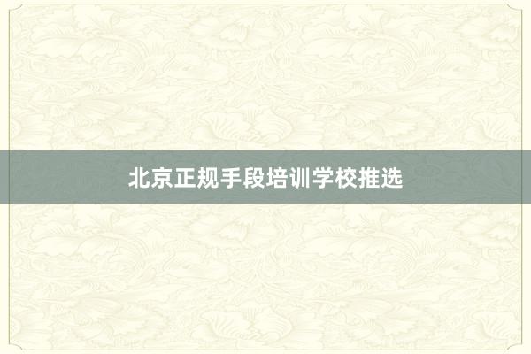 北京正规手段培训学校推选